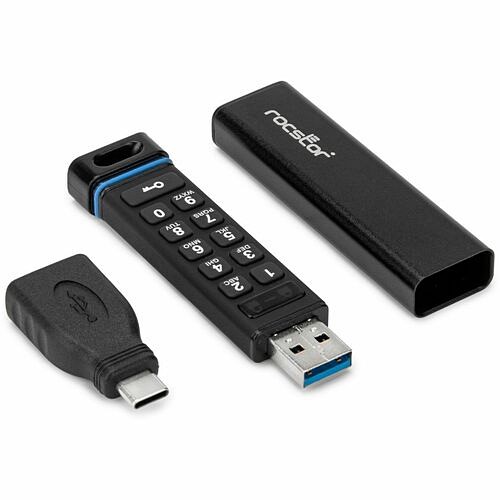 Rocstor E82014-B1 Flash Drives Rocstor Datasecure Fx5 64gb Encrypted Usb Flash Drive - 64 Gb - Usb 3.2 (gen 1) Type A - 130 Mb/s Re E82014b1 810136922653