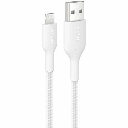 Belkin CAA020FQ1MWH Cables Belkin Braided Usb-a Cable With Lightning Connector, 3.3ft/1m, White - 3.28 Ft Lightning/usb Data Tr 745883915965