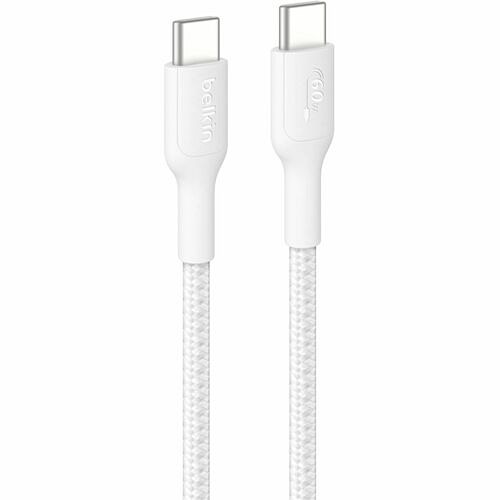 Belkin CAB024FQ1MWH Cables Belkin Braided Usb-c To Usb-c Cable 60w, 3.3ft/1m, White - 3.28 Ft Usb-c Data Transfer Cable For Sma 745883915590