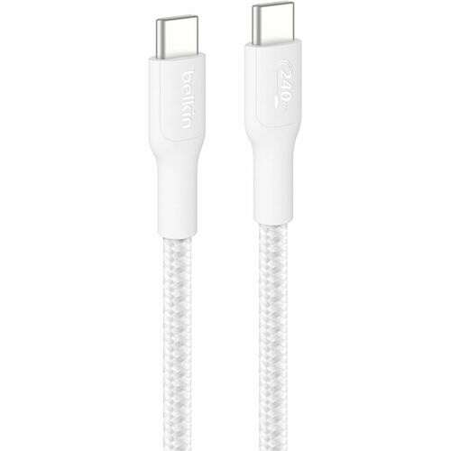 Belkin CAB025FQ2MWH Cables Belkin Usb-c To Usb-c Braided Cable 240w - 6.56 Ft Usb-c Data Transfer Cable For Iphone, Notebook, M 745883915774