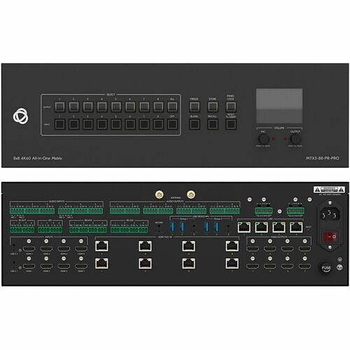 Kramer Electronics MTX3-88-PR-PRO System Selectors Kramer 8x8 4k60 All In One Hybrid Presentation Matrix - 19 X Inputs - 33 X Outputs - Audio Line In - Mtx388prpro 
