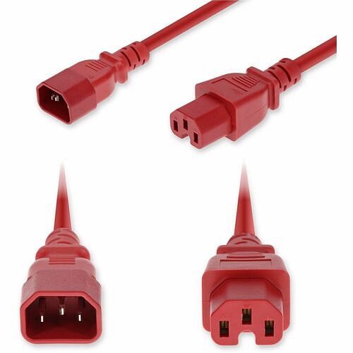 Addon ADD-C142C15C14G5FRD Power Cords Addon Standard Power Cord - 14 Gauge - 250 V / 15 A - Red - 5 Ft Cord Length - Iec 60320 C14 / Iec 6 Addc142c15c14g5frd 199278079860