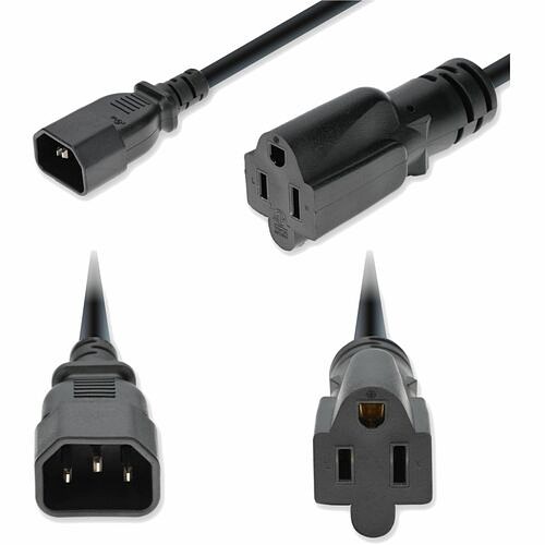 Addon ADD-C142N515C18G1FBK Power Cords Addon Standard Power Cord - 18 Gauge - 125 V / 10 A - Black - 1 Ft Cord Length - Iec 60320 C14 / Nem Addc142n515c18g1fbk 199278069519