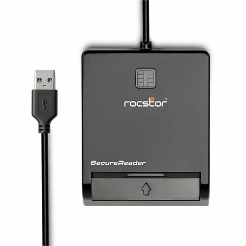 Rocstor Y10P005-B2 Smart Card Readers Rocstor Securereader Cr15 Smart Card Reader - Contact - Cable - Usb 2.0 Type A - Black - Financial S Y10p005b2 810136922745