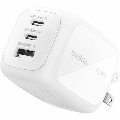 Belkin WCH018DQWH Power Adapters Belkin Boostcharge Pro 3-port Gan Wall Charger 70w - 70 W - United States (wch018dqwh) 745883918430