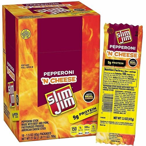 Green Rabbit 11425 Snacks Slim Jim Pepperoni And Cheese Sticks GRR20900655 