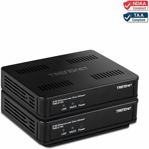 Trendnet TMO-313C2K Transceivers/Media Converters Trendnet 2.5gbps Ethernet Over Coax Adapter (2-pack) - 1 X Network (rj-45) - 1x F-type Ports - 2.5 G Tmo313c2k 710931503265