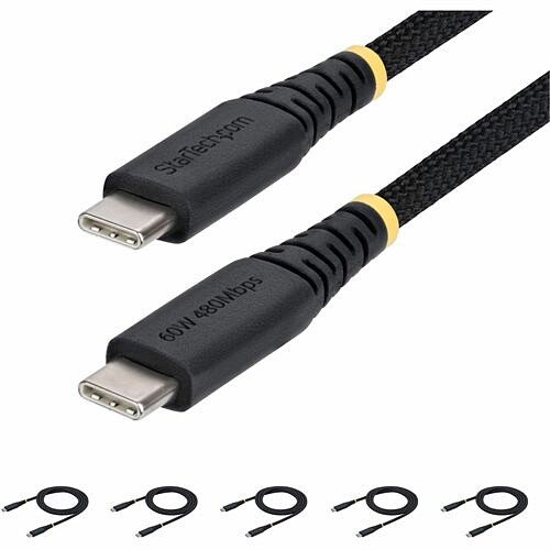 Startech USB2CC3FNCBR5PK Cables Startech.com 5-pack 3ft (91cm) Usb-c Charging Cable, 60w (3a) Pd, Dual-layer Braided Nylon/tpe Jacke 065030908849