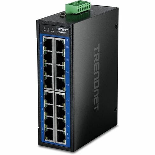 Trendnet TI-G160 Switches & Bridges Trendnet 16-port Industrial Gigabit Din-rail Switch, Ti-g160, Ndaa And Taa Compliant, 32gbps, Ip50 Rat Tig160 710931163377