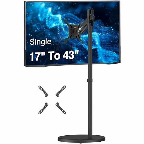 Siig CE-MT5E11-S1 Stands & Cabinets Siig Single 43" Portable Monitor Arm Tv Rolling Stand- Black - Fits17"-43" Screens, Up To 22 Lbs - 1 Cemt5e11s1 662774047256