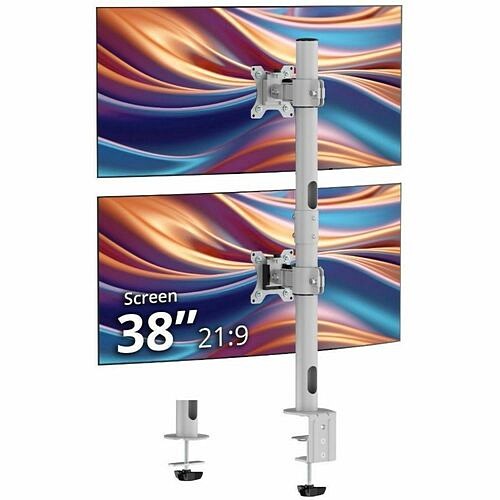 Siig CE-MT5H11-S1 Mounting Kits Siig Dual 38" Stack Monitor Pole Mount - Gray - Fits 13-38" Screens, Up To 26.5 Lbs Each - Height Ad Cemt5h11s1 662774047287