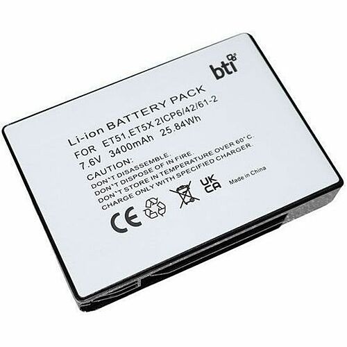 Battery Technology BTRY-ET5X-PRPK2-01-B Batteries Bti Btry-et5x-prpk2-01-bti 7.6v 25.84wh Li-ion Scanner Battery For Zebra - Compatible Oem: Btry-et5x Btryet5xprpk201b 886734901161
