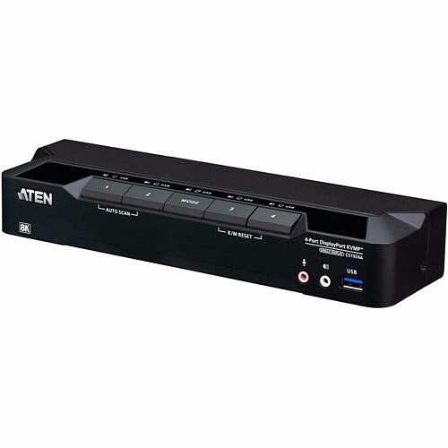 Aten CS1924A KVM Switchboxes Aten 4-port Usb 3.0 8k Displayport Kvmp Switch (cables Included) - 4 Computer(s) - 8k - 7680 X 4320  672792017056