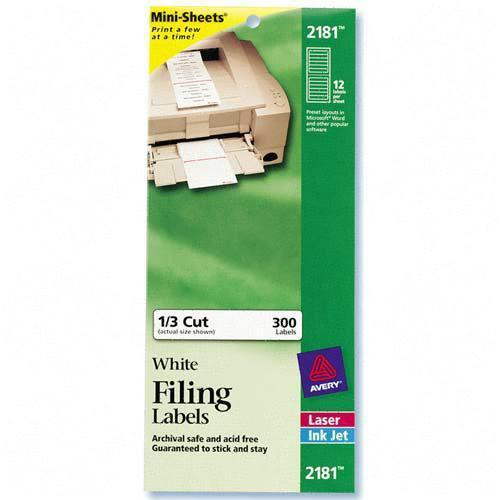 Avery Dennison 02181 Labels Mini-sheets Permanent File Folder Labels AVE2181 072782021818