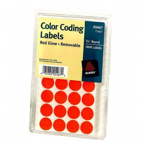 Avery Dennison 05467 Labels Round Color Coding Label AVE05467 072782054670
