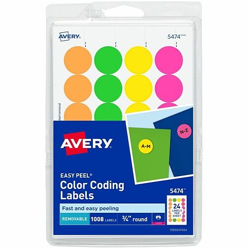 Avery Dennison 05474 Labels Color Coded Label AVE05474 081644054741