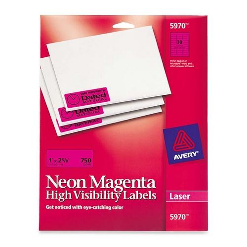 Avery Dennison 05970 Labels Neon Rectangular Labels For Laser And/or Inkjet Printers AVE5970 806791884559