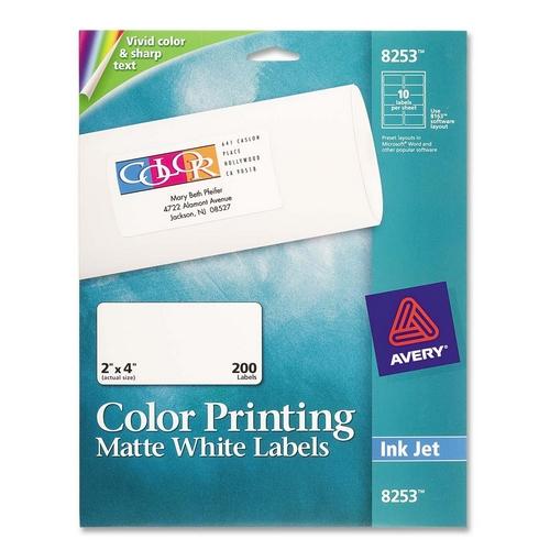 Avery Dennison 08253 Labels Vibrant Color Printing Shipping Labels AVE8253 072782082536