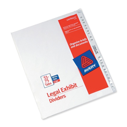 Avery Dennison 11396 Tab Indexes Premium Collated Legal Exhibit Divider AVE11396 072782113964