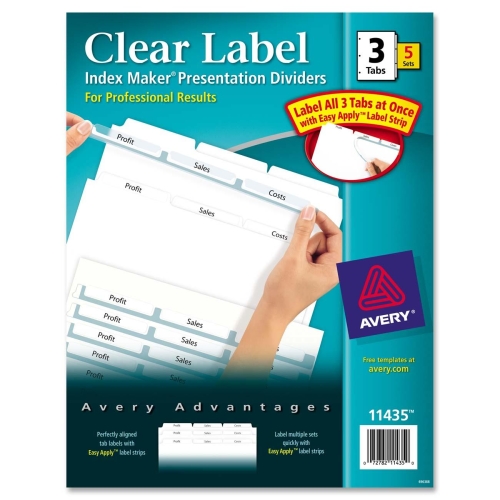 Avery Dennison 11435 Tab Indexes Index Maker Clear Label Divider AVE11435 801096976992
