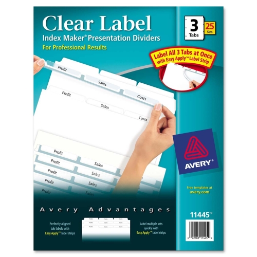 Avery Dennison 11445 Tab Indexes Index Maker Clear Label Divider AVE11445 072782114459