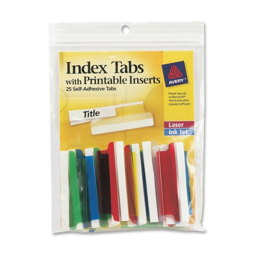 Avery Dennison 16239 Tab Indexes Self-adhesive Index Tabs With Printable Insert AVE16239 072782162399