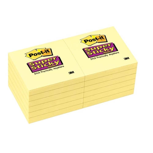 3m 65412SSCY Post-It Post-it Super Sticky Notes, 3 In X 3 In,  Canary Yellow MMM65412SSCY 818237496776