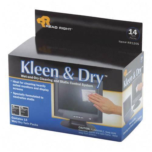 Read Right RR1205 Two Step Screen Kleen Wet and Dry Cleaning Wipes 5 x 5 14/Box 