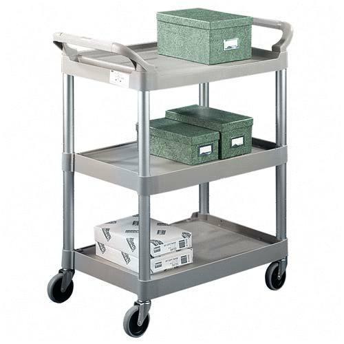 Rubbermaid FG342488PLAT Carts & Dollies 3-shelf Utility Service Cart RCP342488PM 086876594935