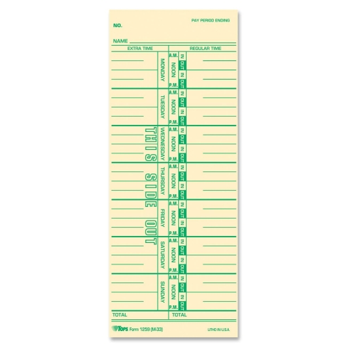 Tops 12593 Forms & Record Keeping Named Days Weekly Time Card TOP12533 025932125935