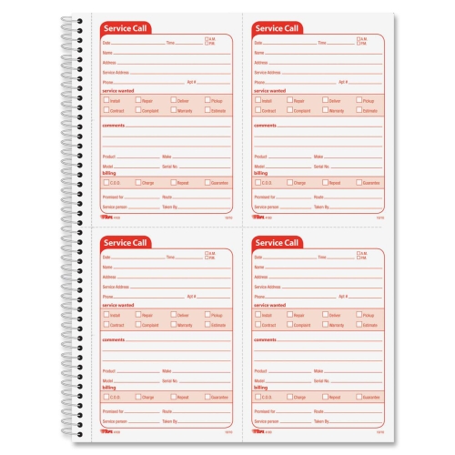 Tops 4100 Forms & Record Keeping Service Call 2-part Spiral Message Slip Book TOP4100 025932410000
