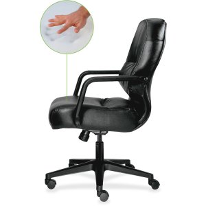Hon Pillow Soft Mid Back Task Chair Leather Black Seat Black