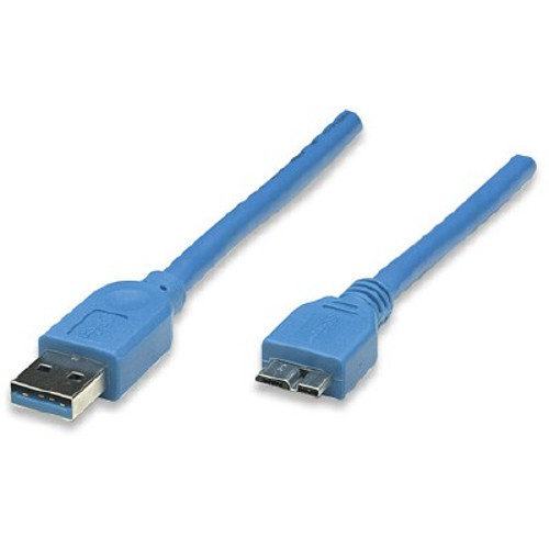 Manhattan 325424 Cables Manhattan Superspeed Usb 3.0 A Male To Micro-b Superspeed Male Device Cable, 5 Gbps, 6 Ft (2m), Blue 032540000028