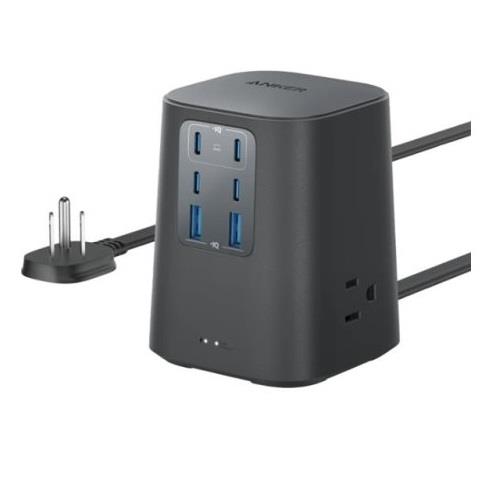 Anker A91C6111 Surge Protectors Anker 3-outetls Surge Suppressor/protector - Black - 4 X Usb Type C, 2 X Usb Type A, 3 X Ac Power -  194644194932