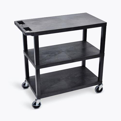 Luxor - H.Wilson EC222-B Carts & Dollies Black 18x32 3 Shelf Cart (ec222-b) Ec222b 847210032564