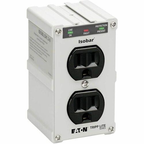 Eaton ISOBLOK2-0 Surge Protectors Tripp Lite By Eaton 2-outlet Direct Plug-in 1410 Joules Isobar Surge Protector, 3 Leds, Gray Housing Isoblok20 037332010155