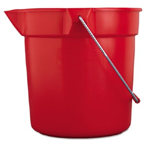 Brute Round Utility Pail, 10 Qt, Plastic, Red, 10.5