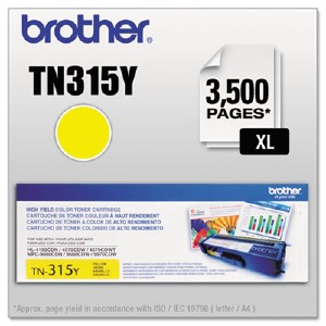 Brother Genuine TN315Y High Yield Yellow Toner Cartridge - Laser - 3500 - Yellow - 1 Each...