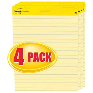 Post-it&reg; Super Sticky Easel Pad - 30 Sheets - Stapled - Feint Blue Margin - 18.50 lb Basis...