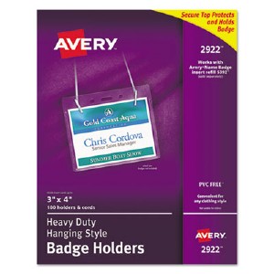 Avery&reg; Heavy Duty Secure Top Badge Holders - Horizontal - 100 / Box - Clear (02922) (AVE2922)...