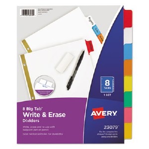 Avery Big Tab Write-On Divider with Erasable Tab - 8 x Divider(s) - Write-on Tab(s) - 8 Tab(s)/Set...