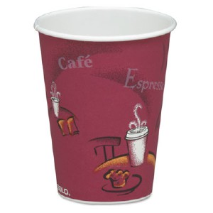 Solo 8 oz Bistro Design Disposable Paper Cups - 8 fl oz - Maroon - Paper - Beverage, Hot Drink,...
