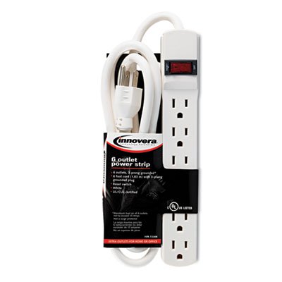 NEW Innovera 6-Outlet Power Strip Ivory IVR 73306 MILITARY SURPLUS 6ft cord 