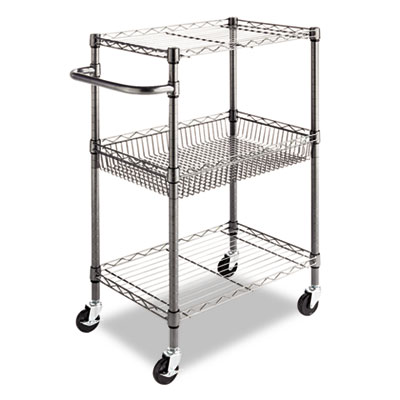 Alera SW342416BA Carts & Dollies Alera Service Cart - 2 Shelf - 500 Lb Capacity - 4 Casters - 3" Caster Size - Metal - 28" Width X 16 ALESW342416BA 