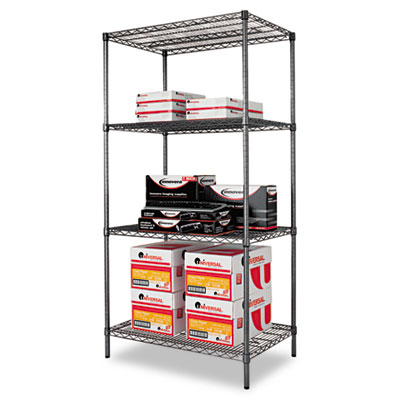 Alera SW503624BA Uncategorized Wire Shelving Starter Kit, Four-shelf, 36w X 24d X 72h, Black Anthracite (sw503624ba) (alesw503624ba ALESW503624BA 042167924362