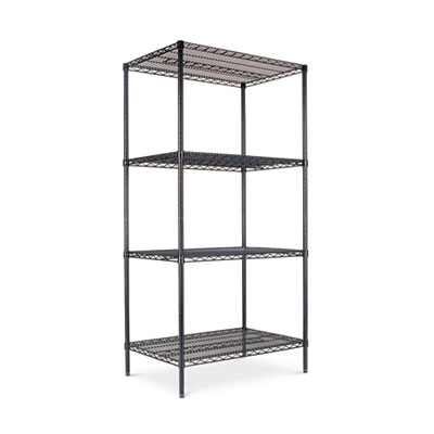 Alera SW503624BL Racks & Organizers Wire Shelving Starter Kit, Four-shelf, 36w X 24d X 72h, Black ALESW503624BL 042167923051