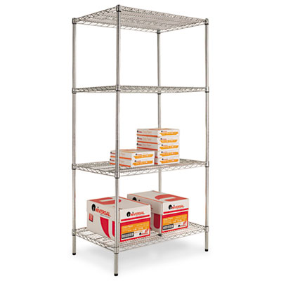 Alera SW503624SR Racks & Organizers Wire Shelving Starter Kit, Four-shelf, 36w X 24d X 72h, Silver ALESW503624SR 818276031327