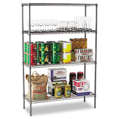 Alera SW504818BA Uncategorized Wire Shelving Starter Kit, Four-shelf, 48w X 18d X 72h, Black Anthracite (sw504818ba) (alesw504818ba ALESW504818BA 042167924379