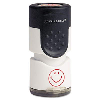 Consolidated Stamp 030725 Uncategorized Pre-inked Round Stamp, Smiley, 0.63" Dia, Red (030725) (cos030725) COS030725 40039956307251