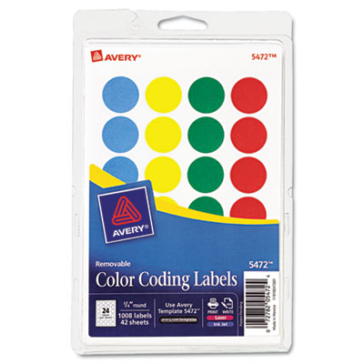 Avery Dennison 05472 Labels Print Or Write Round Color Coding Label AVE05472 072782054724